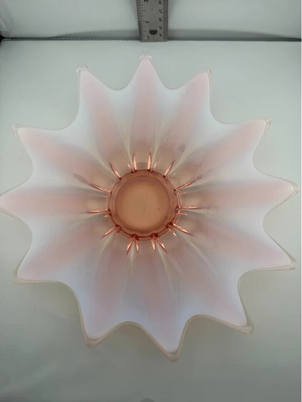 Fostoria Heirloom Pink Opalescent Free-Form Candle Holder / Flora Candle Holder